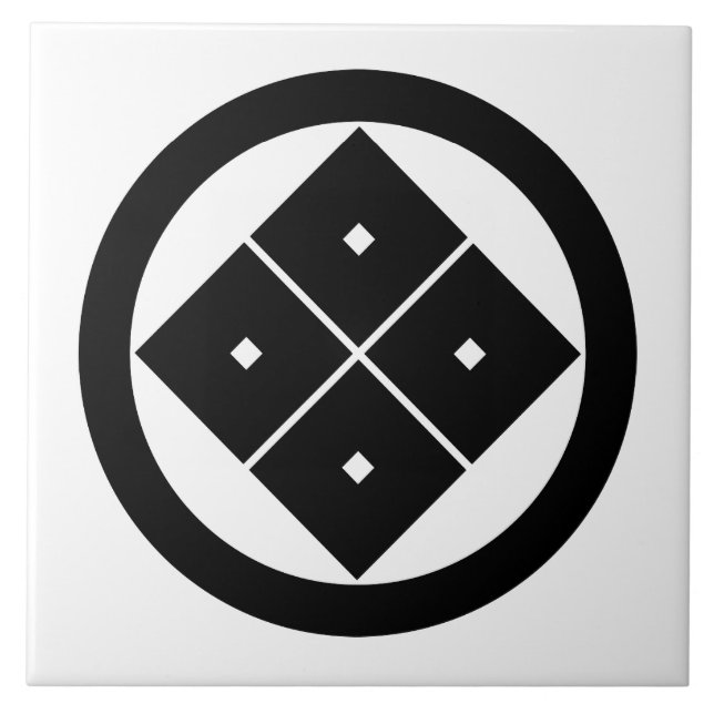 Tilted four-square-eyes in a circle ceramic tile (Front)