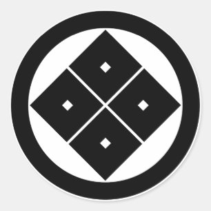 Tilted four-square-eyes in circle classic round sticker