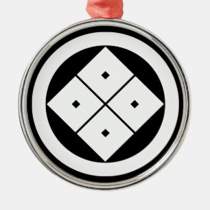 Tilted four-square-eyes in circle metal ornament