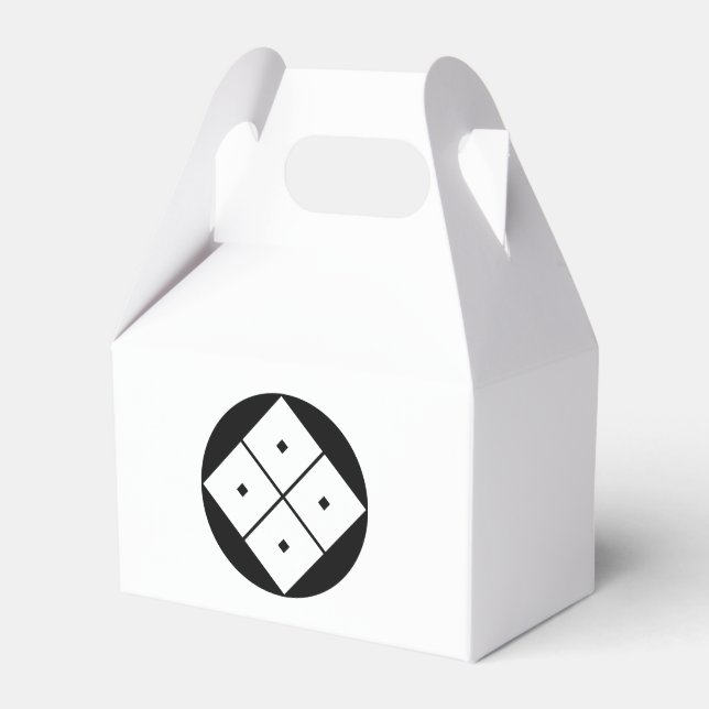 Tilted four-square-eyes in rice cake favour box (Front Side)