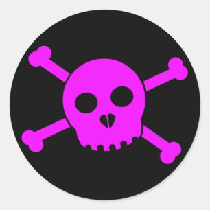 Tilted Pink Deth's Head Sticker