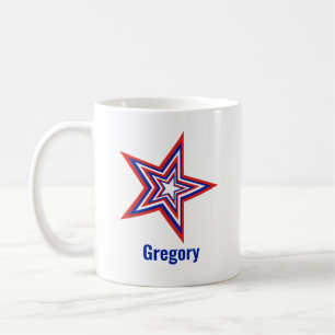 Tilted Red White and Blue Patriotic USA Star Coffee Mug