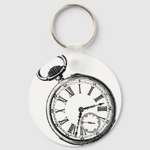 Tilting Clock Pocket Watch Face Timepiece Key Ring