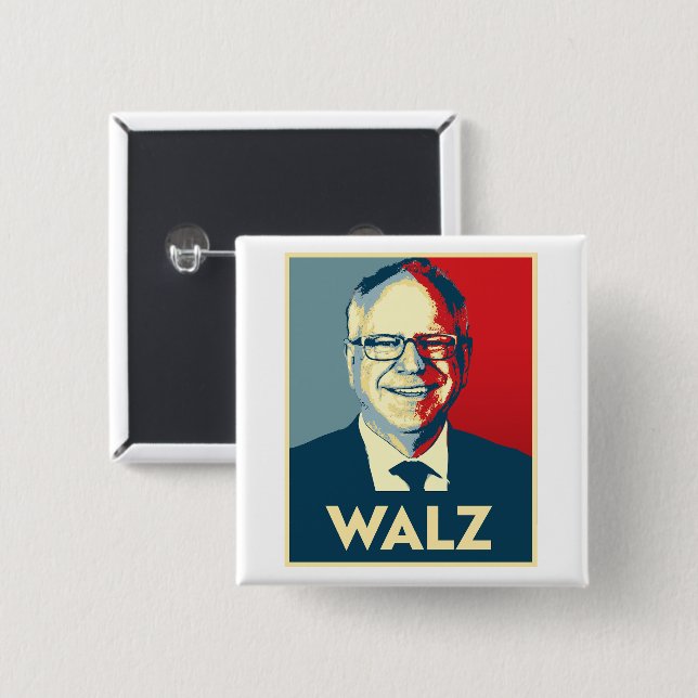 Tim Walz 15 Cm Square Badge (Front & Back)