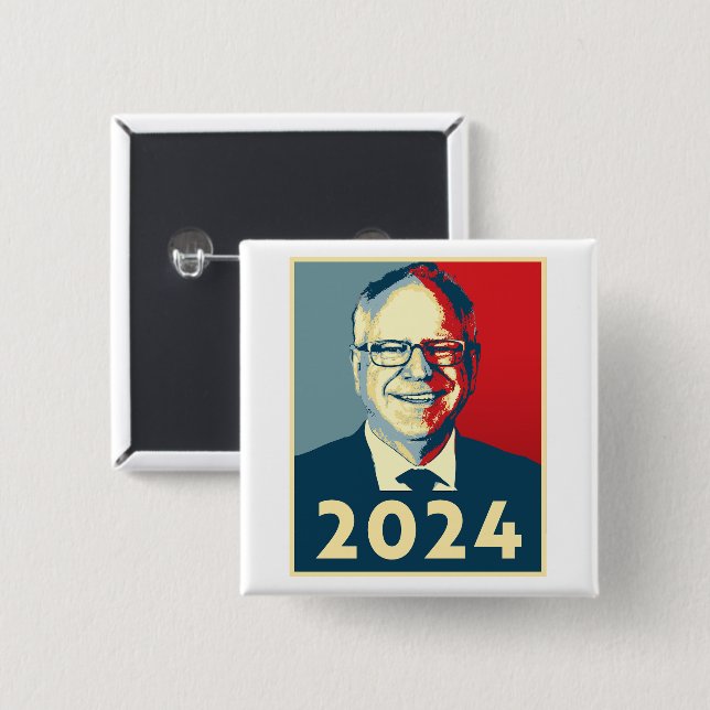 Tim Walz 2024 15 Cm Square Badge (Front & Back)