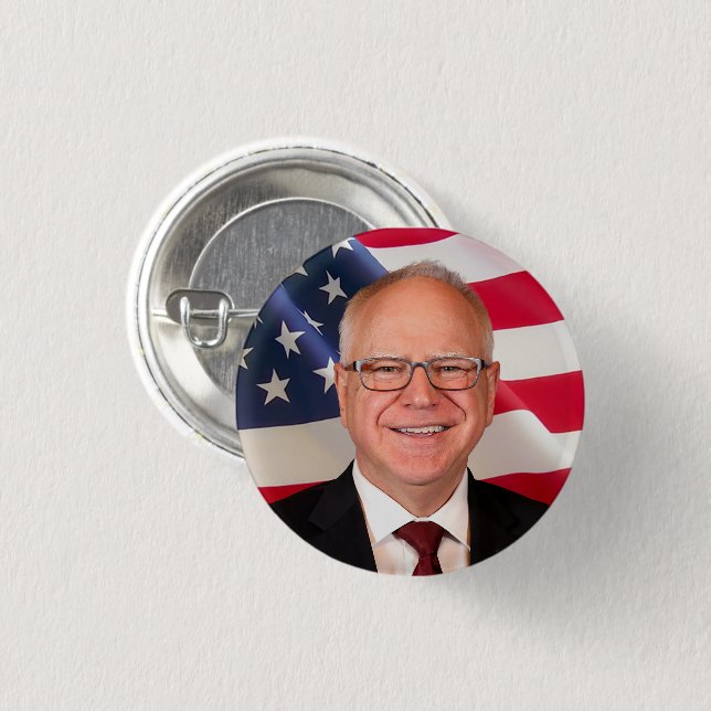 Tim Walz for America 3 Cm Round Badge (Front & Back)