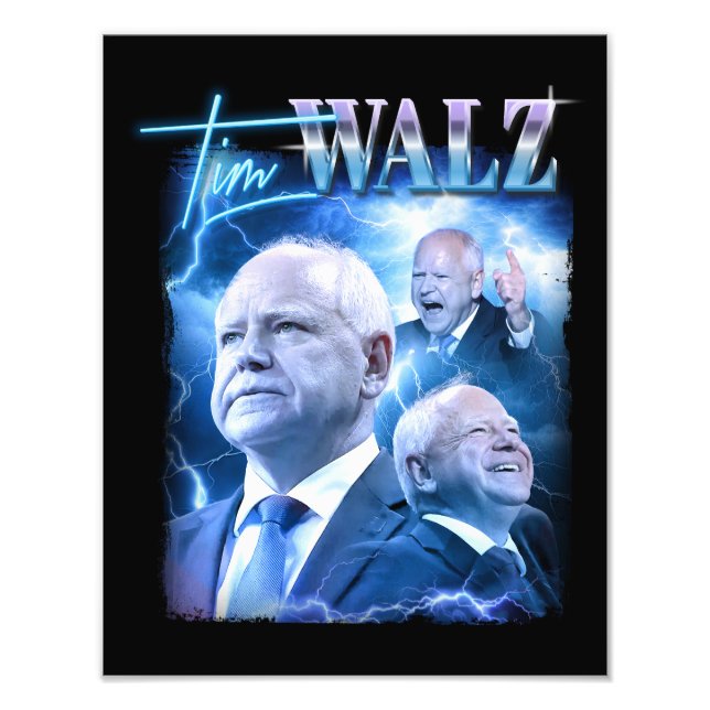 Tim Walz Retro 90s Style Photo Print (Front)