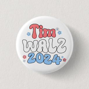 Tim Walz Retro Hippie Style 3 Cm Round Badge