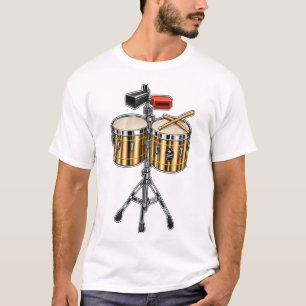 Timbale Drum & Crossed Sticks Percussion Music  T-Shirt