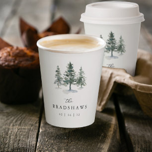 Timber Grove Evergreen Forest Wedding Favor Paper Cups