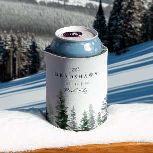 Timber Grove Evergreen Forest Wedding Favour Can Cooler