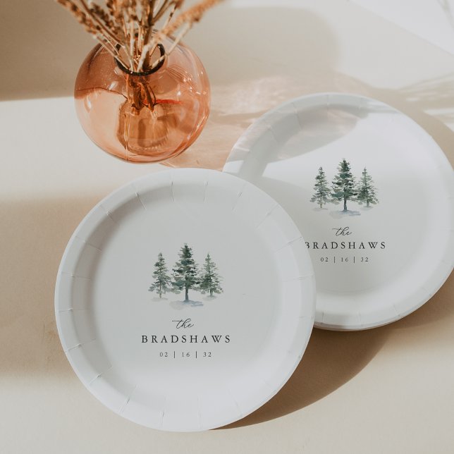 Timber Grove Evergreen Forest Wedding Paper Plate (Creator Uploaded)