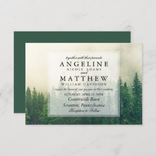 Timber Grove Green Tree Wedding Invitation