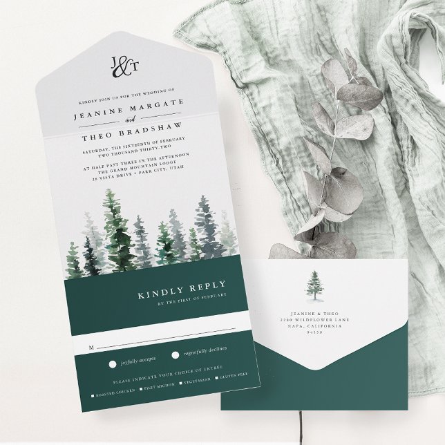 Timber Grove | Monogram Wedding All In One Invitation (Creator Uploaded)