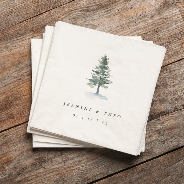Timber Grove | Personalised Winter Wedding Napkin (Creator Uploaded)