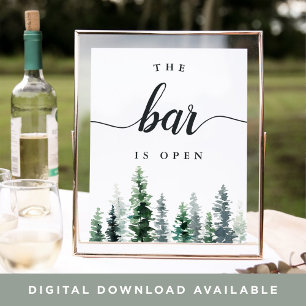 Timber Grove "The Bar is Open" Wedding Sign