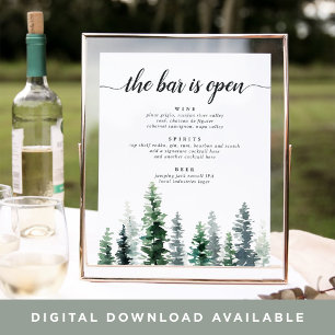 Timber Grove Wedding Bar Menu Sign