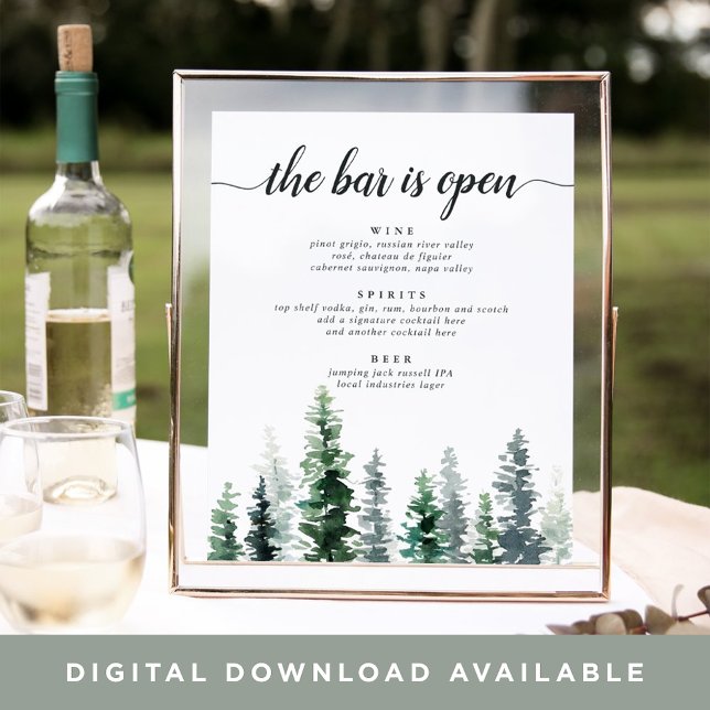 Timber Grove Wedding Bar Menu Sign (Creator Uploaded)