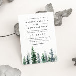 Timber Grove | Wedding Invitation<br><div class="desc">Elegant fall or winter wedding invitation features a copse of tall watercolor pine trees in shades of greyed sage and hunter green. Personalise with your wedding details in chic soft off-black lettering. A beautiful choice for elegant autumn or winter weddings in mountain or forest settings.</div>