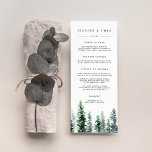Timber Grove Wedding Menu Card<br><div class="desc">Our rustic elegant wedding menu features your starter courses, entrees and desserts accented with a row of watercolor pine trees in hunter green and forest green. Coordinates with our Timber Grove wedding collection. Use the template fields to add your menu information, and then click "Customise" to reposition elements if needed....</div>