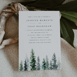 Timber Grove   Winter Evergreen Forest Wedding Invitation