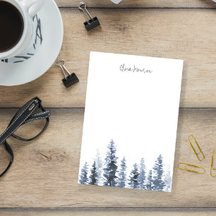 Timber Grove Winter Watercolor Tree Personalised Post-it Notes