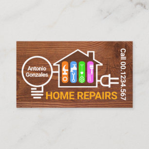 Timber Home Bulb Plug Electrical Circuit Business Card