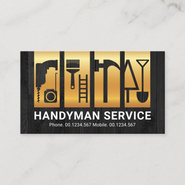 Timber Layer Gold Handyman Tools Business Card (Front)