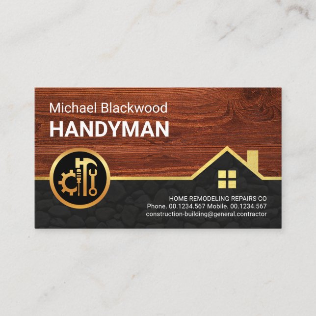Timber Layer Stone Wall Construction Business Card (Front)