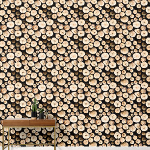 Timber logs wood stack forestry seamless pattern wallpaper