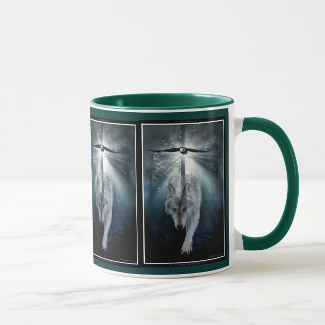 Timber Wolf & Bald Eagle Wildlife Art Mug (Right)
