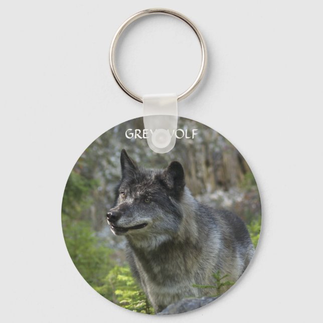 TIMBER WOLF Design Wildlife Art Key-chain Key Ring (Front)