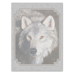Timber Wolf Face Grey Tissue Paper