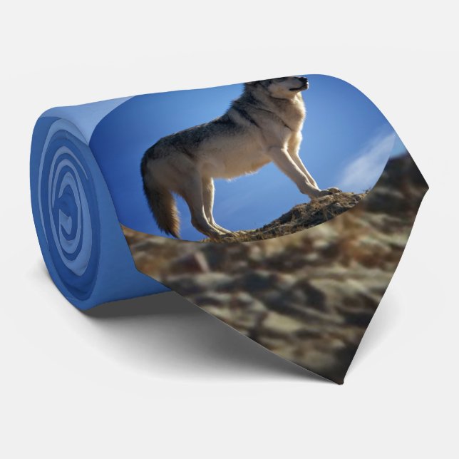 Timber Wolf in Montana - Big Sky Country Tie (Rolled)