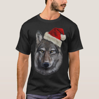 Timber Wolf in Santa Hat Every day is Christmas T-Shirt