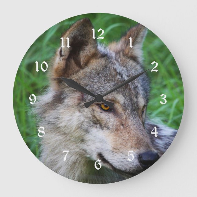 Timber Wolf Large Clock (Front)
