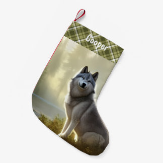 Timber Wolf Wildlife Portrait Personalised Small Christmas Stocking