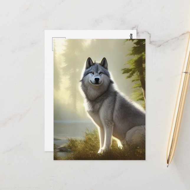 Timber Wolf Wildlife Portrait  Postcard (Front/Back In Situ)