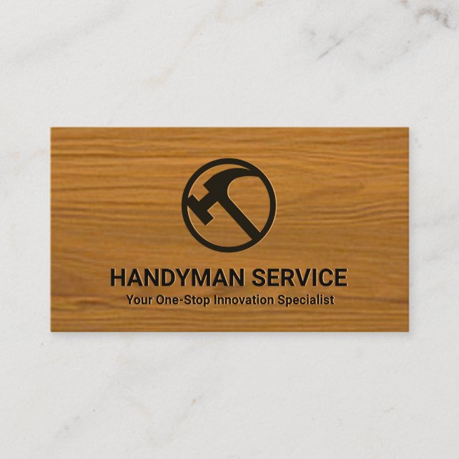 Timber Wood Engraved Your Name Logo Carpenter Business Card (Front)