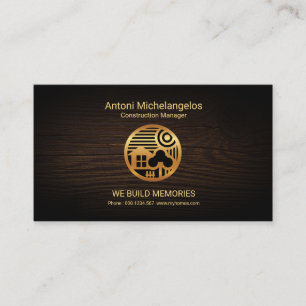 Timber Wood Gold Home Scenery Motif Construction Business Card