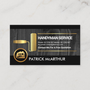 Timber Wood Gold Paint Brush Handyman Painter Business Card