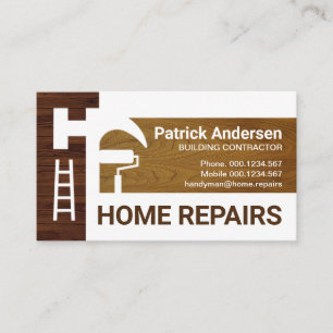 Timber Wood Handyman Tools Silhouette Business Card
