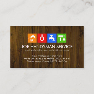 Timber Wood Panel Handyman Tools Business Card