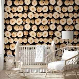Timber wood stack forest log cabin pattern rustic  wallpaper