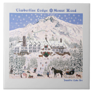 Timberline Lodge ~ Mount Hood Pillow Ceramic Tile