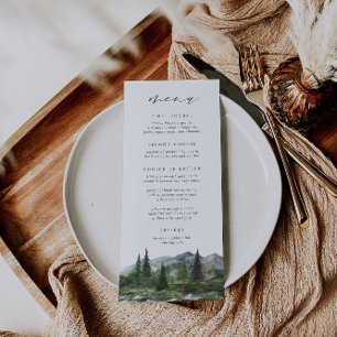Timberline Mountain Forest Watercolor Wedding Menu