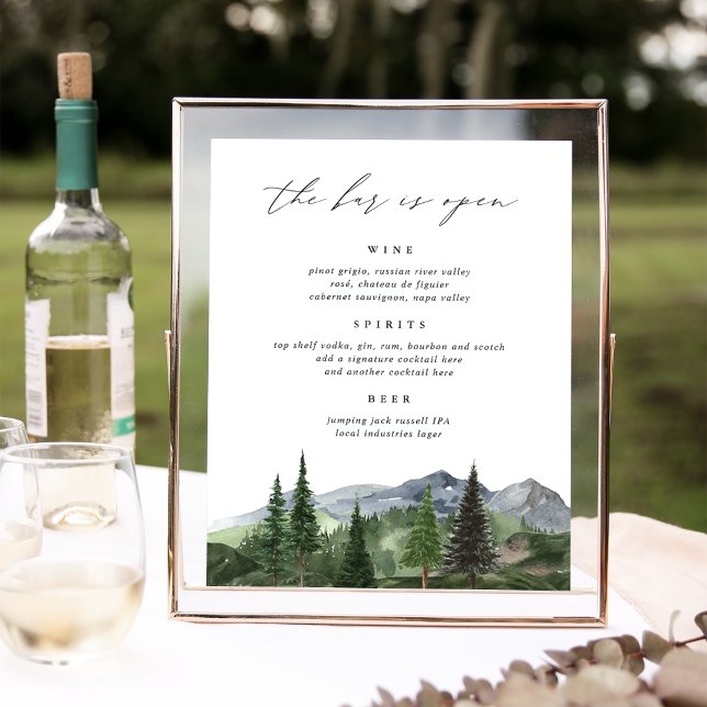 Timberline | Mountain Wedding Bar Menu Sign (Creator Uploaded)