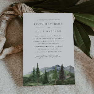 Timberline   Watercolor Forest & Mountain Wedding Invitation