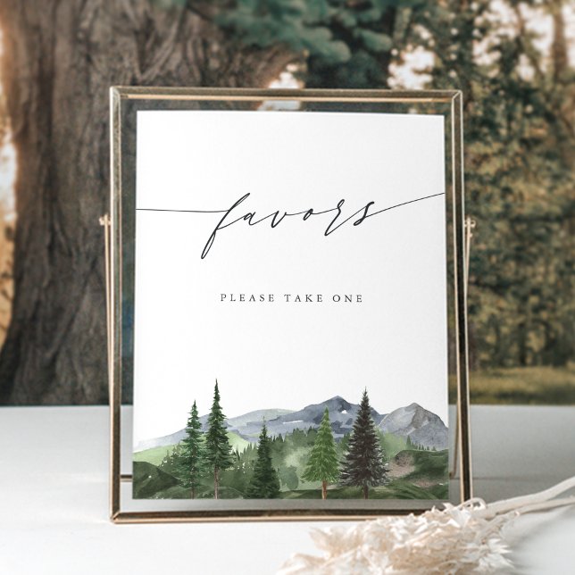 Timberline Watercolor Mountain Forest Favours Sign (Creator Uploaded)