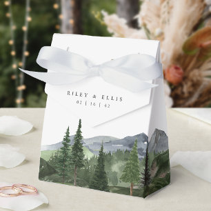 Timberline Watercolor Mountain Forest Wedding Favour Box